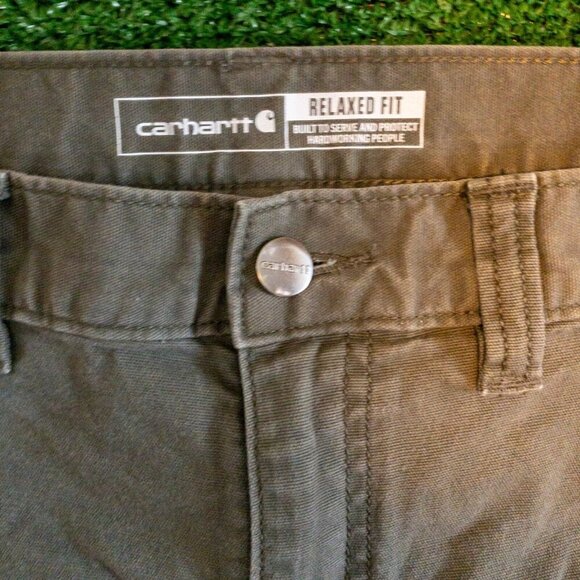 CARHARTT RELAXED FIT MENS JEANS WORK PANTS LIGHT GREEN DENIM OUTDOOR SIZE 46X32 - Picture 2 of 5